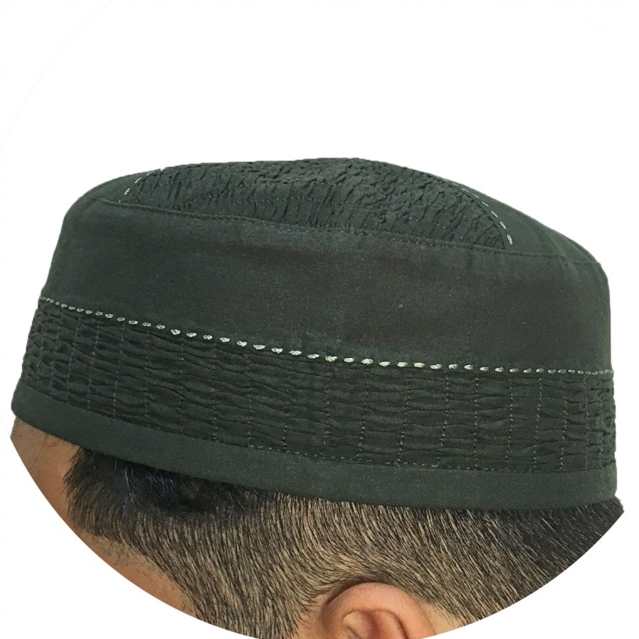 Green Premium Quality Patched & Pleated ( Namaz Cap)  Cap / Kufi IBZ-001-2